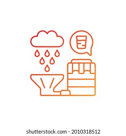 Recycling rainwater gradient linear vector icon. Collecting rainfall and storing in tanks. Harvesting rain water. Thin line color symbols. Modern style pictogram. Vector isolated outline drawing