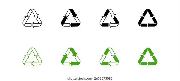 Recycling.Set recycle icons .Recycle logo or symbol.Green icons for packaging , recycling.ecology, eco friendly, environmental management symbols.Most used recycle signs vector. Set of arrow recycle.