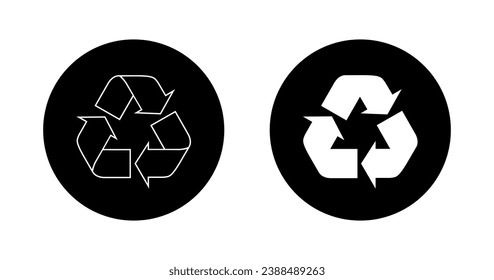 Recycling, recycle line icon vector in black circle