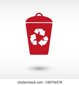 Recycling - red vector  icon with shadow