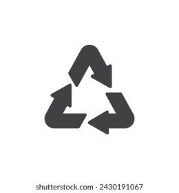 Reciclaje, reducción, reutilización de icono vectorial. llenado de signo plano para concepto móvil y diseño web. Icono de glifo de flechas de reciclaje. Símbolo, ilustración del logotipo. Gráficos vectoriales
