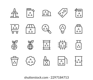 recycling related icon set. Editable stroke. Pixel Perfect 24x24px icons