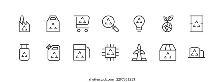 conjunto de iconos relacionados con el reciclaje. Trazo editable. Iconos Pixel Perfect 24x24px