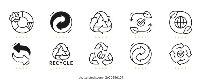 Recycling related line icons. Editable stroke