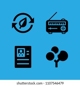recycling, resume, radio and plant icons vector in sample icon set for web and graphic design