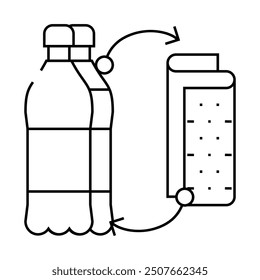 Wiederverwertung und Wiederverwendung von Liniensymbolen. Recycling- und Wiederverwendungszeichen. isoliertes Kontursymbol, schwarze Illustration