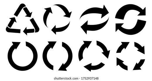 Recycling and reuse symbols. Vector flat icon of environmental cleanup. Stock Photo.