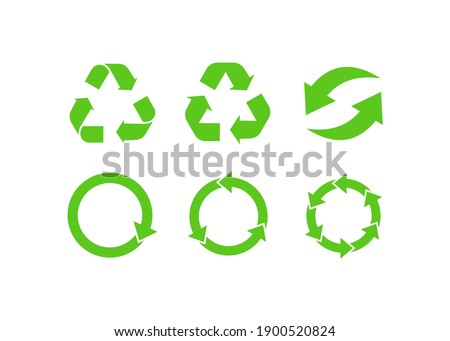 Recycling and rotation arrow icon set. icon flat vector 