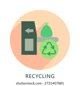 Reciclaje Redondeado Icono De Color Plano Mini Ilustración, Uso Para El Concepto Moderno, Impresión, Ui, Ux Kit, Web Y Desarrollo De App. Vector Relacionado Con La Tecnología Verde Y Más