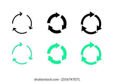 Recycling set icons. Flat and silhouette style. Vector icons.