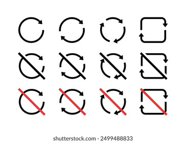 Recycling set icons. Linear and flat style. Vector icons.