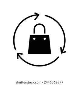 recycling shopping bag solid black icon vector design good for web and mobile app