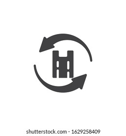 Recycling shopping bag vector icon. filled flat sign for mobile concept and web design. Plastic package with recycle arrows glyph icon. Symbol, logo illustration. Vector graphics