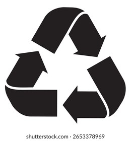 Recycling sign, black shape. Vector illustration isolated on white background