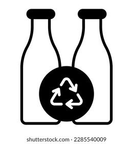 Recycling sign with bottles showing concept of bottles recycling in trendy style