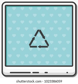 Recycling sign flat vector icon.