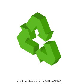 Recycling sign. Green recast symbol. Running emblem isolated