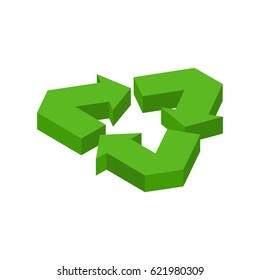 Recycling sign. Green recast symbol. Running emblem isolated
