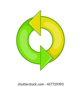 Recycling sign icon in cartoon style isolated on white background. Ecology symbol