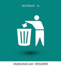 Recycling sign icon, flat design best vector icon