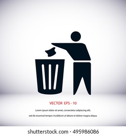 Recycling sign icon, flat design best vector icon