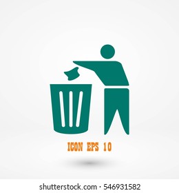 Recycling sign icon, flat design best vector icon
