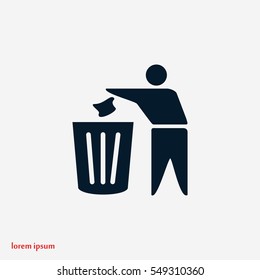 Recycling sign icon, flat design best vector icon