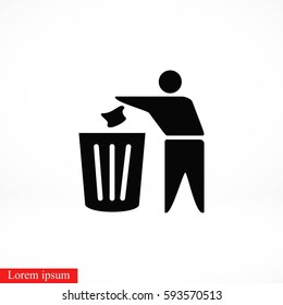 Recycling sign icon, flat design best vector icon