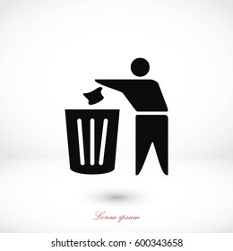 Recycling sign icon, flat design best vector icon