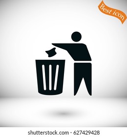 Recycling sign icon, flat design best vector icon