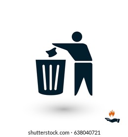 Recycling sign icon, flat design best vector icon