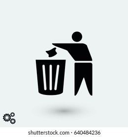 Recycling sign icon, flat design best vector icon