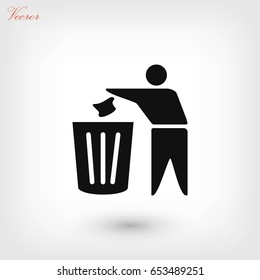 Recycling sign icon, flat design best vector icon