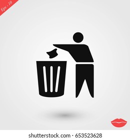 Recycling sign icon, flat design best vector icon