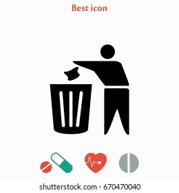 Recycling sign icon, flat design best vector icon