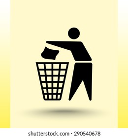 Recycling sign icon, vector illustration. Flat design style 