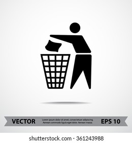 Recycling sign icon, vector illustration. Flat design style 