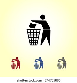 Recycling sign icon, vector illustration. Flat design style 