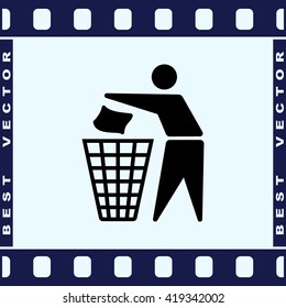 Recycling sign icon, vector illustration. Flat design style 