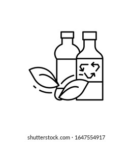 Recycling sign, leafs, bottle icon. Simple line, outline vector ecology icons for ui and ux, website or mobile application