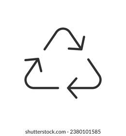 Recycling sign, linear icon. Triangle of three arrows. Line with editable stroke