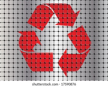 recycling sign on metal texture