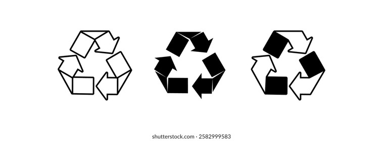 Recycling sign on a white background. Set of icons.