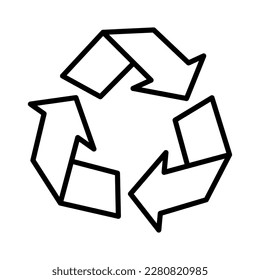 Recycling sign. Outline symbol. Vector illustration isolated on a white background