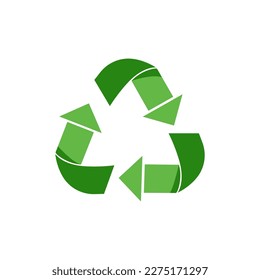 Signo de reciclaje. Procesamiento de productos y cosas. El cuidado del medio ambiente y la naturaleza. Eco. Ilustración de material vectorial.