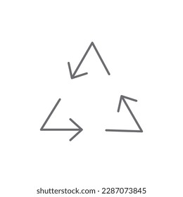 Recycling sign related vector linear icon. Environment protection contour symbol. Recycle arrows sign. Vector outline illustration Isolated on white background. Editable stroke