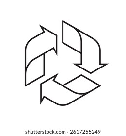 Recycling Sign Symbol Symbol Flat Design Vector Illustration. Isolated in a blank background can be edited and color-changed.