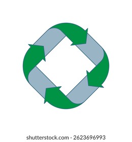 Recycling Sign Symbol Symbol Flat Design Vector Illustration. Isolated in a blank background can be edited and color-changed.