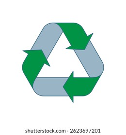 Recycling Sign Symbol Symbol Flat Design Vector Illustration. Isolated in a blank background can be edited and color-changed.