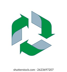 Recycling Sign Symbol Symbol Flat Design Vector Illustration. Isolated in a blank background can be edited and color-changed.